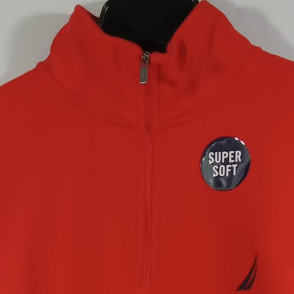 Nautica 1/4 Zip Front Fleece Sweater Sunrise Red Size Medium NWT - Picture 2 of 9